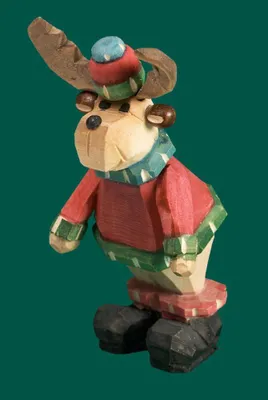 Productafbeelding van Houten elandfiguur, handgesneden, hoogte 9 cm, nieuw