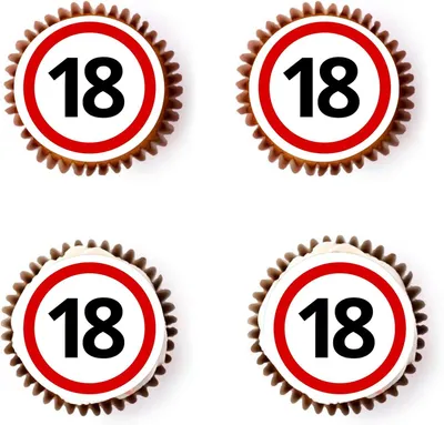 Produktbild von Essbare Verkehrsschild-Dekoration für Torten – 18. Geburtstag – für Jungen und Mädchen