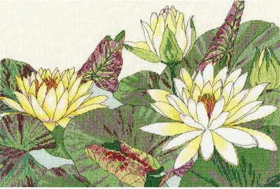 Produktbild von Auslaufmodell Bothy Threads Kreuzstich-Set "Seerosen Blüten", 36x24cm, XBD12, Zählmuster