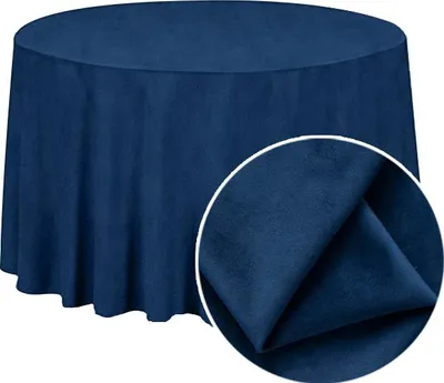 Produktbild von Runde matte Velours-Tischdecke in Dunkelblau Ø 320 cm – Elegant und formstabil