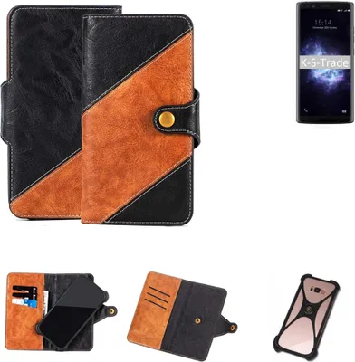 Produktbild von K-S-Trade Handyhülle Schutzhülle Bookstyle Case Wallet-Case kompatibel mit Doogee Mix 2 Handy Cover Bumper Klapphülle schwarz hellbraun 1x