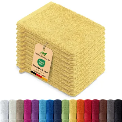 Produktbild von 10er-Set ARIZONA Handtuch-Serie von AR Line – 100% Baumwolle, 500 g/m², 10er-Set Waschhandschuhe 15x21 cm, Gelb