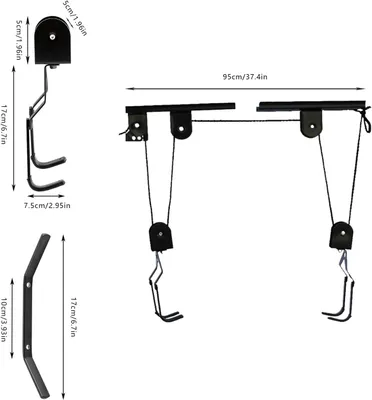 Obrázok produktu pre Stropný zdvihák, na bicykle a kanoe do 60 kg, s hákom a kladkou, do garáže