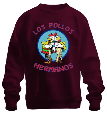 Imagen del producto de LOS POLLOS HERMANOS: Sudadera con capucha uni, estilo "cult", inspirada en la serie, para fans. Color burdeos, talla 3XL
