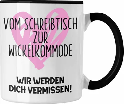 Produktbild von Trendation - Mutterschutz Geschenk Kollegin Tasse Abschied Werdende Mama Abschiedsgeschenk Arbeitskollegin Vom Schreibtisch Zur Wickelkommode (Schwarz)