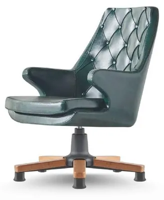 Zdjęcie produktu dla Krzesło biurowe Zielone Biuro Chesterfield Guziki Klasyczny Skórzany Gabinet
