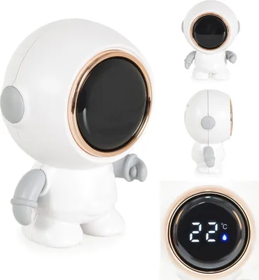 Produktbild von Cangaroo Badethermometer Wollie Astronaut digital wasserdicht LED-Bildschirm weiß