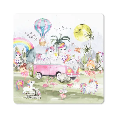 Produktbild von MuchoWow® Mauspad Mousepad Einhorn - Regenbogen - Kinder - Mädchen - Auto 20x20 cm - Mousepads - Maus Mat - Pad - Mausunterlage - Desk Mat - Bureauartikeln