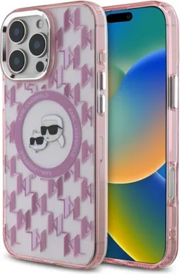 Produktbild von Karl Lagerfeld iPhone 16 Pro Back cover case - Magsafe IML metal monogram kc - Pink
