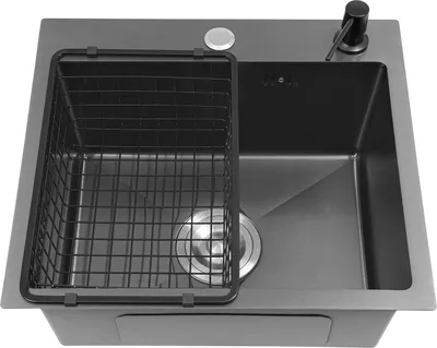 Obrázek produktu pro Kuchyňský dřez – jedno umyvadlo – 45 x 40 x 20 cm – nerezová ocel – bez baterie – 1 otvor – černý