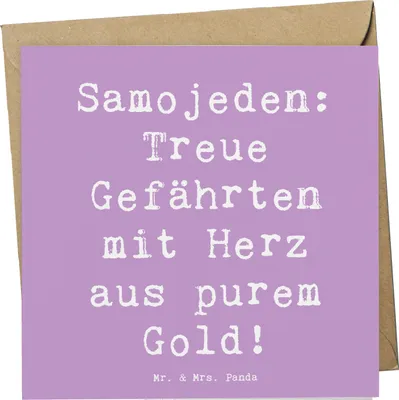 Produktbild von Mr. & Mrs. Panda Grußkarte Spruch Samojede Herz - Lavendeltraum - Geschenk, Hund, Hunderassen Pflege, Klappkarte, freundliches Wesen, Hundeliebhaber, intelligente Hunde