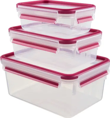 Produktbild von emsa Frischhaltedose CLIP & CLOSE, 3er Set, 0,55/1,0/2,30 L, Farbe: Himbeer