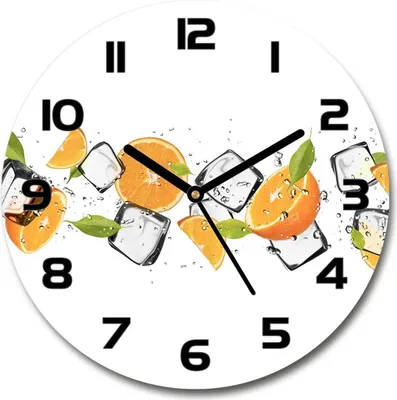 Produktbild von Wanduhr aus Glas 30fi Glasbild Glasuhr Gehärtetes Glas - schwarze-zeiger - Oranges with ice