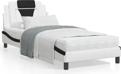 Produktbild von Design Bettgestell mit Kopfteil Weiß und Schwarz 90x200 cm Kunstleder, Klassische Betten 2024 Neu