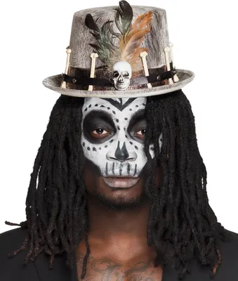 Produktbild von B72180 Herren Damen Voodoo Hut Steampunk Zylinder mit Knochen