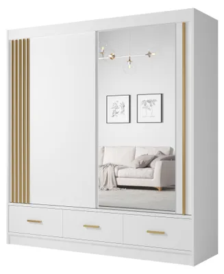 Produktbild von CANADA Schwebetürenschrank 200 cm mit Spiegel, Weiß/Artisan