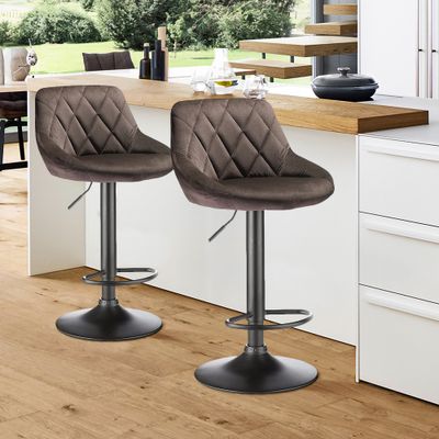 2er Set Barhocker Barstuhl Tresenhocker höhenverstellbar Hocker Flanellhocker  -Braun