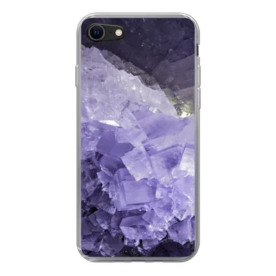 Produktbild von MuchoWow® Handyhülle Schutzhülle Hülle für iPhone 8 Naturstein - Lila - Kristalle Silikon Softcase Handy Hülle - Schutzhaube