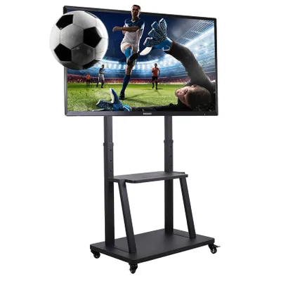 Immagine prodotto di WISFOR Supporto TV EXTRA STABILE con rotelle, carrello mobile per supporto TV 100", supporto TV regolabile in altezza con ripiani AV per 32"-100"