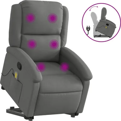 Image de vidaXL Fauteuil de massage avec releveur Tissu gris foncé