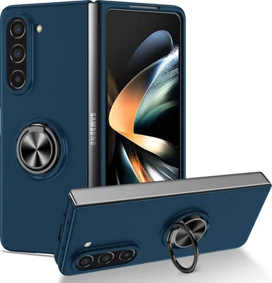 Produktbild von Galaxy Z Fold5 Hülle, Dünn Hart PC Schutzhülle mit Ringhalter Ständer für Samsung Galaxy Z Fold 5 Dunkelblau