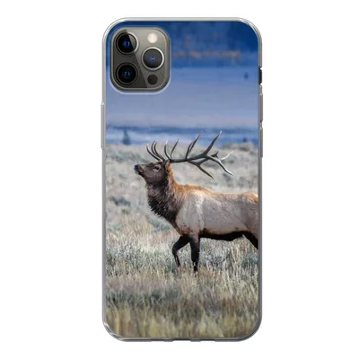 Produktbild von MuchoWow® Handyhülle Schutzhülle Hülle für iPhone 13 Pro Max Hirsche - Elche - Gras Silikon Softcase Handy Hülle - Mobiltelefon