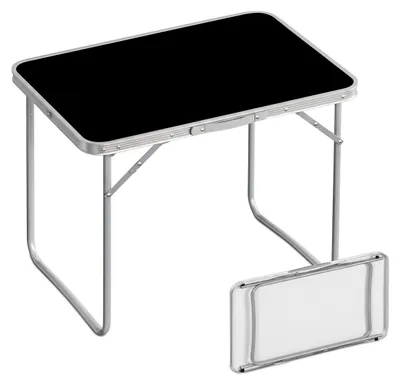 Obrázek produktu pro Kempingový stůl Relaxdays, skládací odkládací stolek, rozměry 68,5 x 70 x 50 cm, pro kempování a piknik, skládací hliníkový stolek, černý