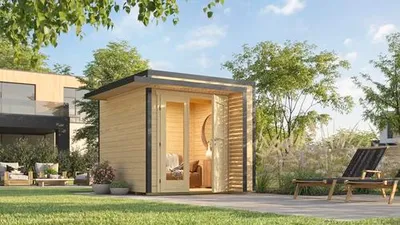 Produktbild von Gartenhaus weka Amberley 28 mm inkl. Fußboden 300 x 303 cm natur