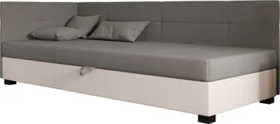 Produktbild von AURA SOFA  Boxspringbett  SILO PLUS 80x195 Komplett-Set mit Bonell Matratze, Polsterbett mit Bettkästen - Hellbeige/Grau, SAWANA 01/21