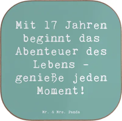 Produktbild von Mr. & Mrs. Panda Untersetzer für Gläser Spruch 17. Geburtstag - Meeresbrise - Geschenk, Coaster, inspirierende Botschaft, Tischuntersetzer, besondere Geschenke, Tasse