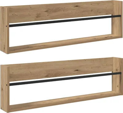 Obrázok produktu pre Regál na časopisy Nástenný 2 pcs Remeselný dub 100 x 12 x 30 cm