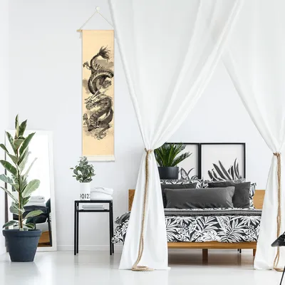 Produktbild von Drachen Rollbild | Wandbild Chinesische Malerei | 135x33cm