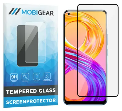 Produktbild von Mobigear Premium Displayschutzfolie für Realme 8 Pro, gehärtetes Glas, Displayschutz - kompatibel mit Hüllen - Schwarz
