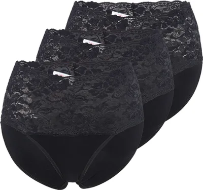 Produktbild von Nina von C. 3er Pack Fine Baumwolle Taillen Slip Im Spitzen-Design, Perfekte Passform, Angenehm auf der Haut