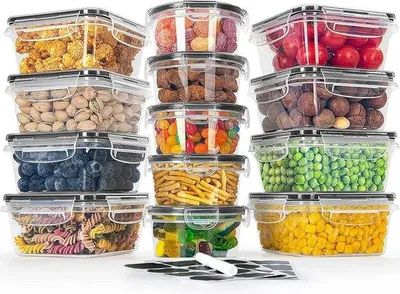 Immagine prodotto di Contenitori ermetici - Set da 13 pezzi - Senza BPA - Per la conservazione degli alimenti - Contenitori per la preparazione dei pasti - Per microonde