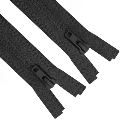 Image de Fermetures éclair - 2 pièces de 28 cm - Pour la couture de vestes, de manteaux et de sacs - Noir, plastique