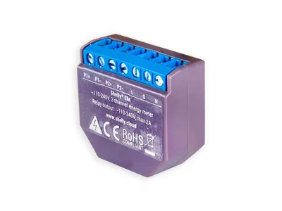 Produktbild von Shelly Relais "EM" WLAN Stromzähler 2x 120A Ohne Klemmen Messfunktion