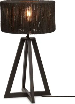 Produktbild von GOOD&MOJO - Tischleuchte Iguazu - Bambus/Jute Schwarz - Ø30x51cm Tischlampe - Nachttischlampe, Wohnzimmer, Schlafzimmer