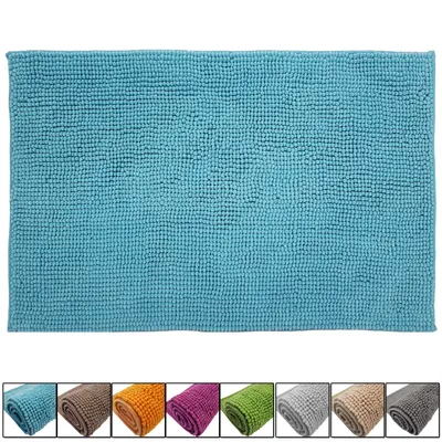 Produktbild von Wellness Chenille Badematte rutschhemmender Badteppich, Farbe:Türkis, Ausführung:60x90 cm