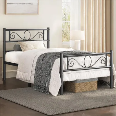 Produktbild von Yaheetech Bettrahmen Metallbett für 90 x 200 cm Matratze Bettgestell aus Metall Gästebett mit Lattenrost Schwarz