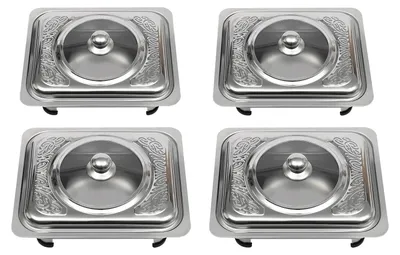 Produktbild von 4/8 Stück Buffet-Warmhaltebehälter mit Deckel, rechteckige Warmhaltepfanne, Warmhalteplatte