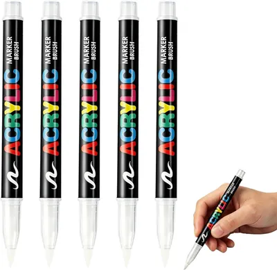 Produktbild von Textilstifte 5 Stück, weiß, Acryl, 1,0 bis 6 mm, für Kleidung