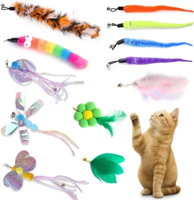 Produktbild von Katzenfedern, 12 Stück, Ersatzfedern für Katzenangel, für Kätzchen