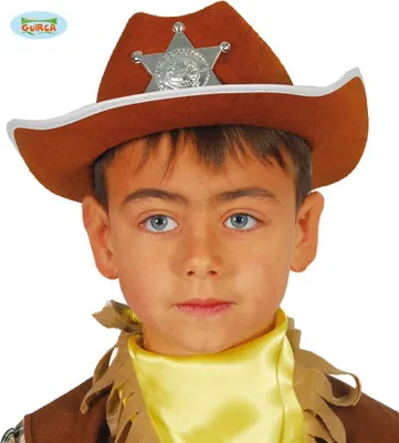 Immagine prodotto di Cappello Cowboy Sceriffo Bambini Accessorio Marrone Costume Carnevale Wild West Sceriffo Star Festa Copricapo Cappello Carnevale Cowboy Avventura, Colore: Marrone