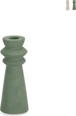 Produktbild von Moderner Design-Kerzenhalter aus sandgestrahltem Porzellan 5x16 Freyr YES - Dunkel Grün