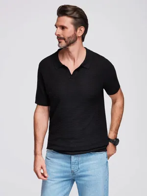 Immagine prodotto di Polo da uomo in maglia Ombre senza bottoni nero S