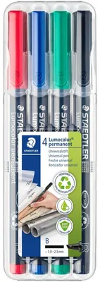 Produktbild von Staedtler 314 WP4, Schwarz, Blau, Grün, Rot, Transparent
