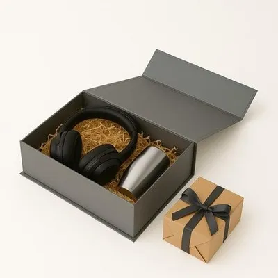 Image de Coffret cadeau magnétique graphite mat 300 x 200 x 90 mm Coffret décoratif