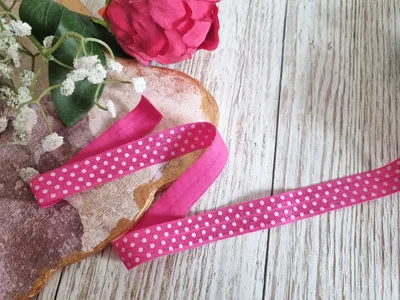 Produktbild von 5m Elastisches Schrägband Mit Punkte 16mm breit - Pink   Holland