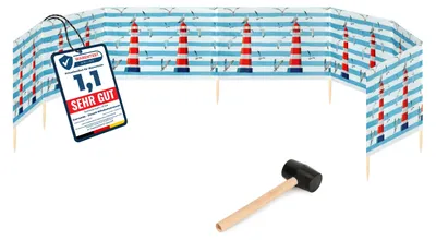 Produktbild von Garronda Strand Windschutz Sichtschutz 10m lang plus Gummihammer GAEX001